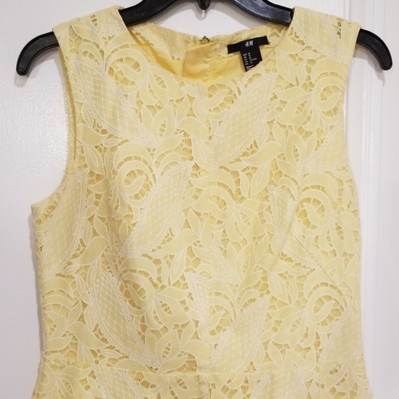 💕H&M💕 Yellow Lace Shift Mini Dress - Picture 2 of 8